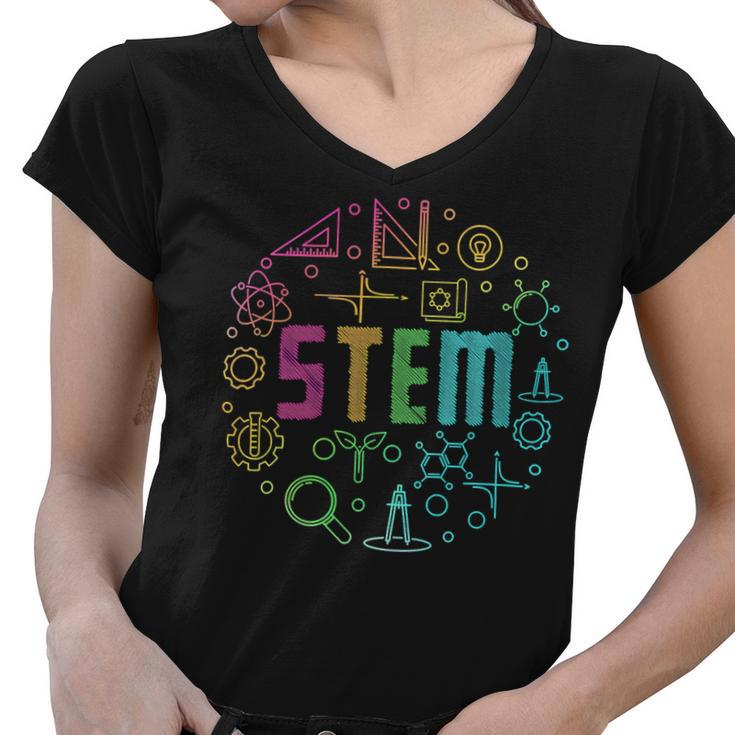 Stem Science Technology Engineering Math Teacher Gifts Women V-Neck T-Shirt