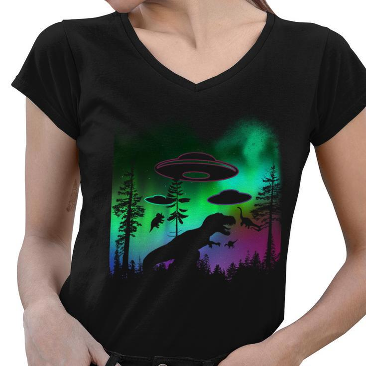 Storm Area 51 Alien Dinosaur Ufo Women V-Neck T-Shirt