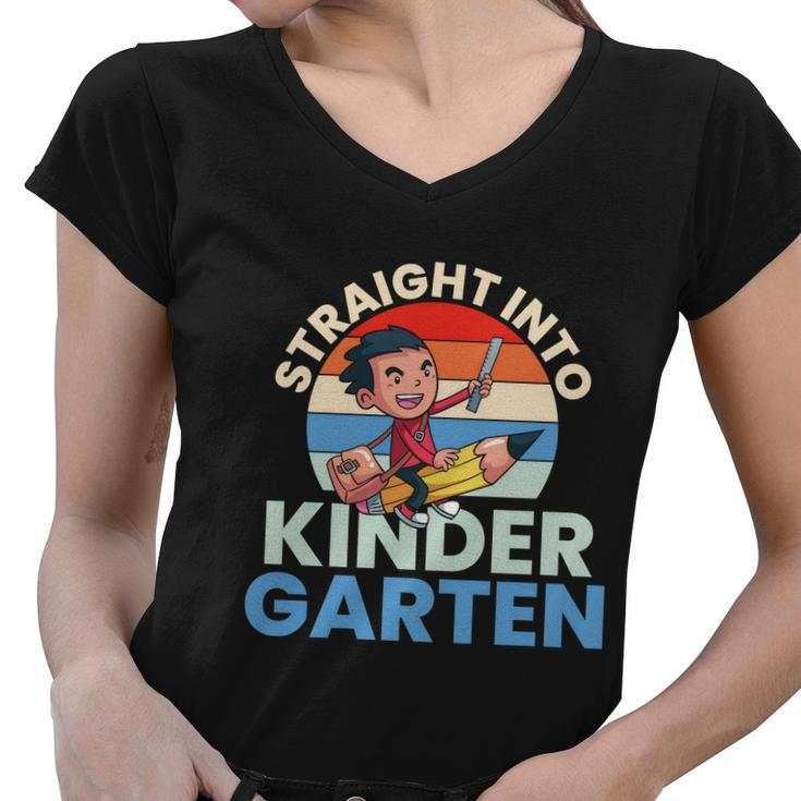 Straight Into Kindergarten Back To School Women V-Neck T-Shirt