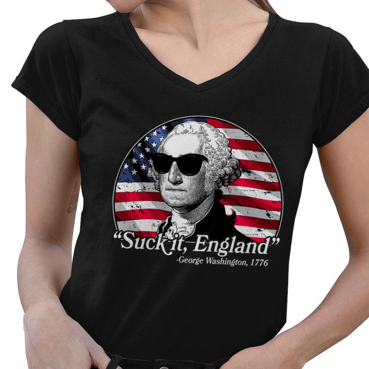 Suck It England George Washington 1776 Tshirt Women V-Neck T-Shirt