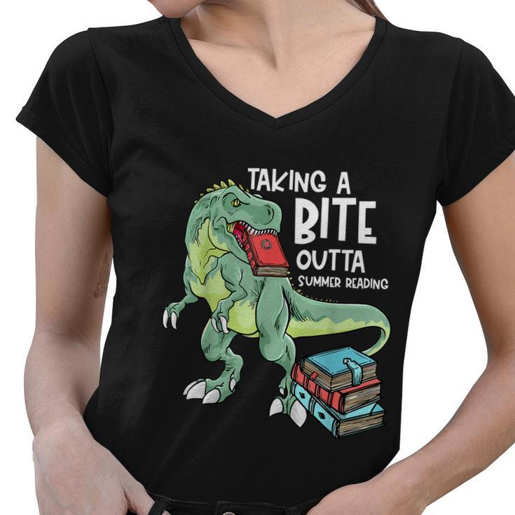 Summer Reading 2022 Oceans Of Possibilities Trex Dinosaur Women V-Neck T-Shirt