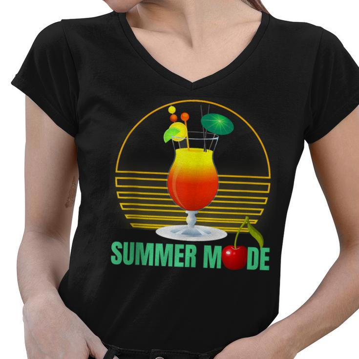 Summer Vacay Mode Cute Cocktail Beach Dreams  V3 Women V-Neck T-Shirt