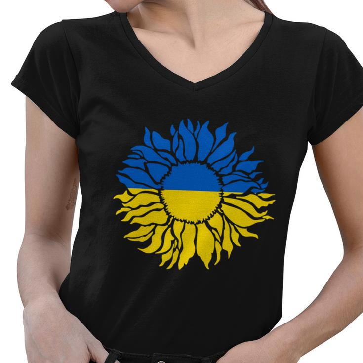 Sunflower Of Peace Ukraine Ukraine Strong Vyshyvanka Long Tshirt Women V-Neck T-Shirt
