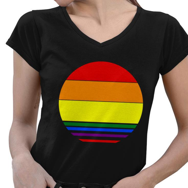 Sunset Lgbt Gay Pride Lesbian Bisexual Ally Quote V3 Women V-Neck T-Shirt