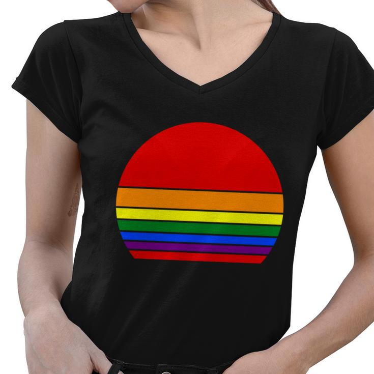 Sunset Lgbt Gay Pride Lesbian Bisexual Ally Quote V5 Women V-Neck T-Shirt