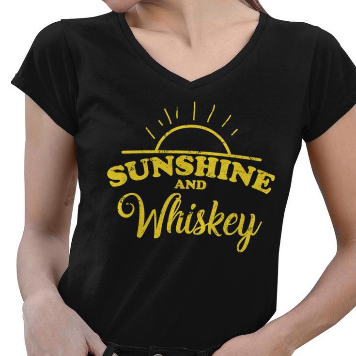 Sunshine And Whiskey Retro Summer Women V-Neck T-Shirt