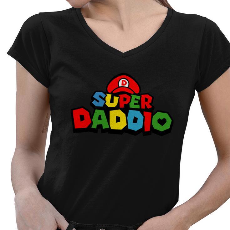 Super Dad Daddio Funny Color Tshirt Women V-Neck T-Shirt