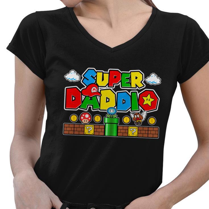 Super Daddio Dad Video Gamer Women V-Neck T-Shirt