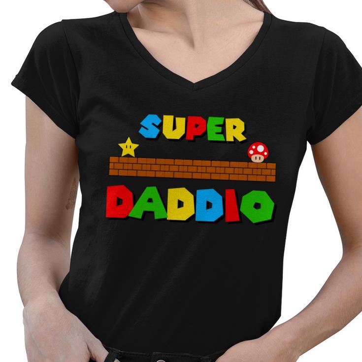 Super Daddio Retro Video Game Tshirt Women V-Neck T-Shirt