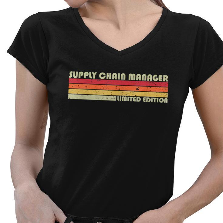 Supply Chain Manager Funny Job Title Birthday Worker Idea Graphic Design Printed Casual Daily Basic Women V-Neck T-Shirt