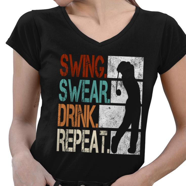 Swing Swear Drink Repeat Women V-Neck T-Shirt