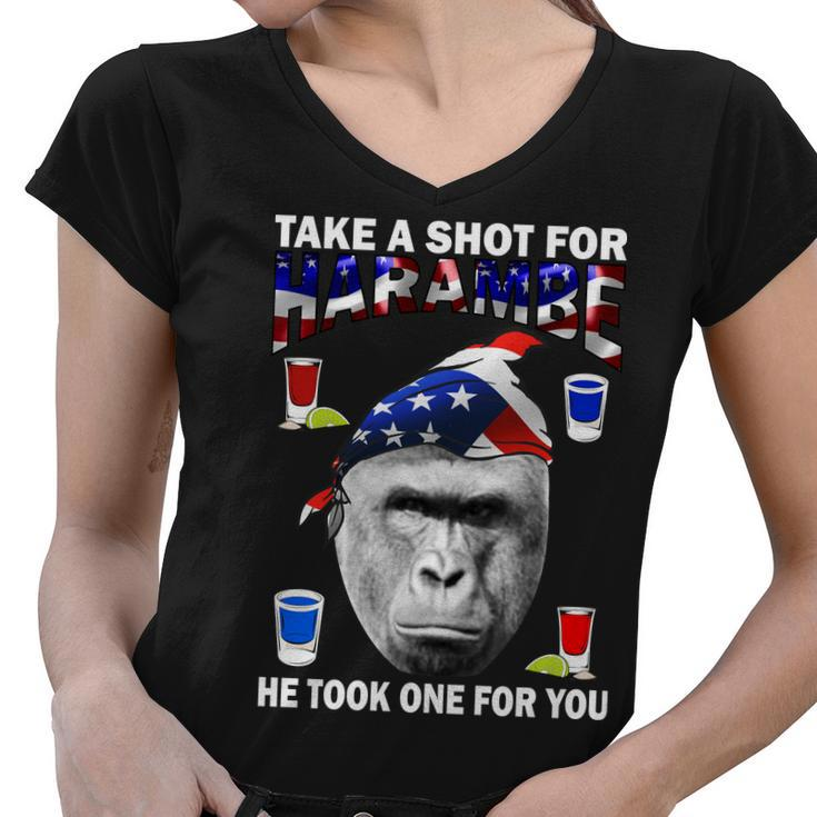 Take A Shot For Harambe Tshirt Women V-Neck T-Shirt
