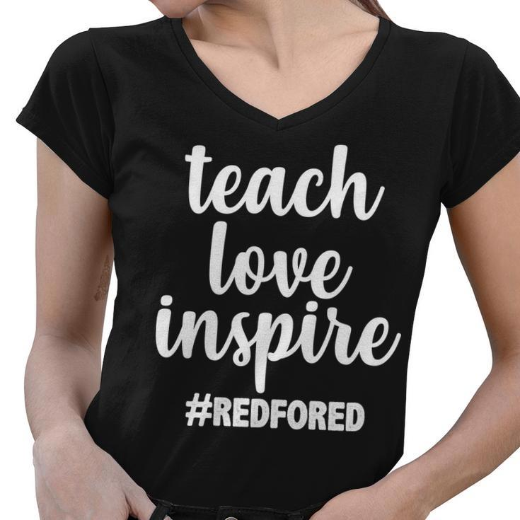 Teach Love Inspire Red For Ed Tshirt Women V-Neck T-Shirt