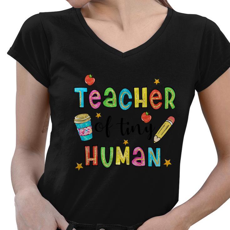 Teach Of Tiny Human Love Inspire Graphic Plus Size Shirt For Teacher Women V-Neck T-Shirt