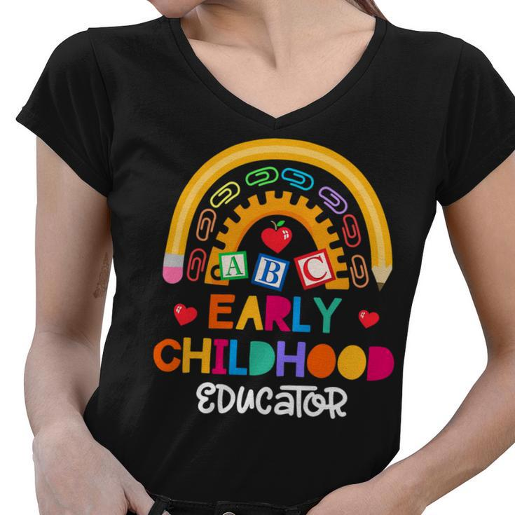 Teacher Early Childhood Educator Preschool Head Start Crew Women V-Neck T-Shirt