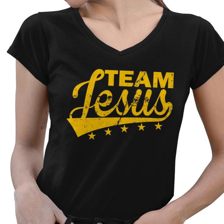 Team Jesus Vintage Christian Tshirt Women V-Neck T-Shirt