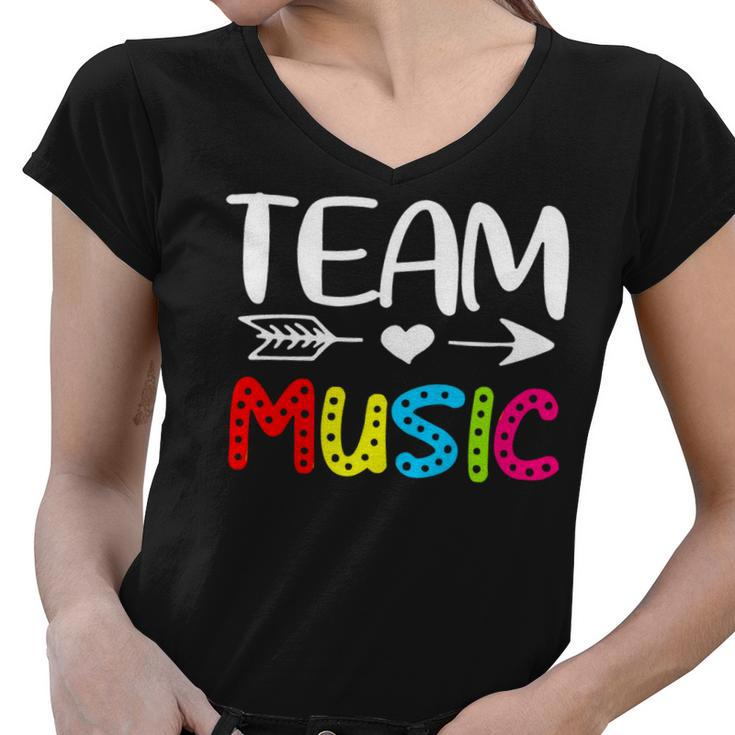 Team Music - Music Teacher Back To School Women V-Neck T-Shirt