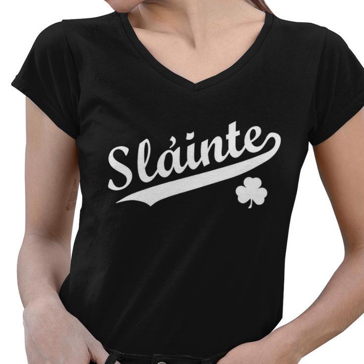 Team Slainte Irish Clover St Patricks Day Women V-Neck T-Shirt