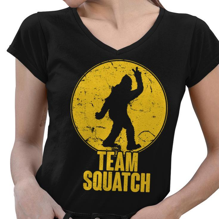 Team Squatch Bigfoot Sasquatch Women V-Neck T-Shirt