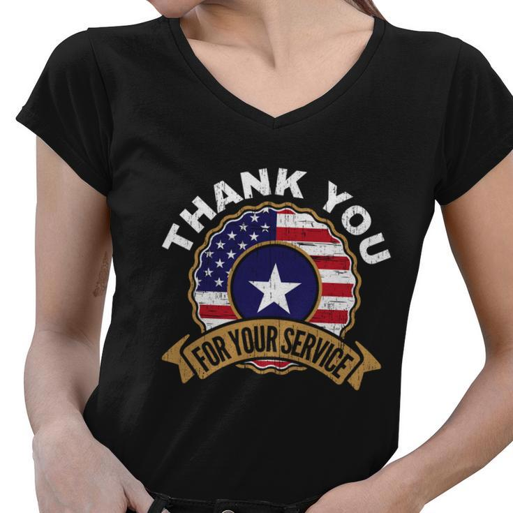 Thank You For Your Service Patriot Memorial Day Meaningful Gift Graphic Design Printed Casual Daily Basic Women V-Neck T-Shirt