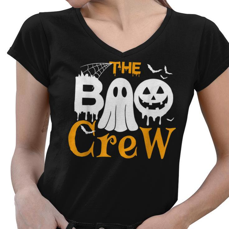 The Boo Crew  - Scary Cute Ghost Pumpkin Halloween  Women V-Neck T-Shirt