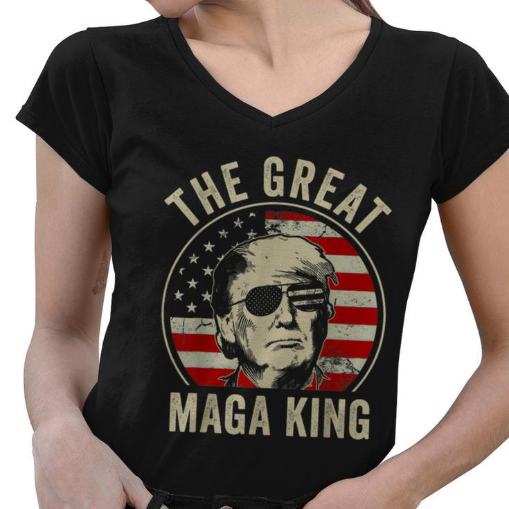 The Great Maga King Funny Trump Ultra Maga King Graphic Design Printed Casual Daily Basic Women V-Neck T-Shirt