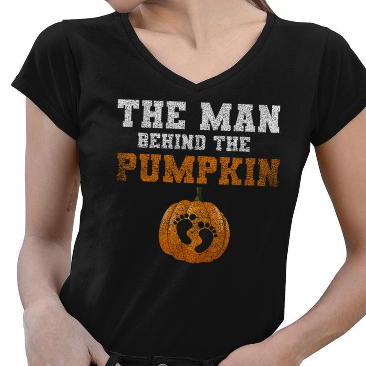 The Man Behind The Pumpkin Women V-Neck T-Shirt