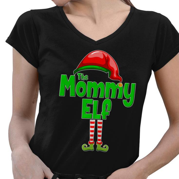 The Mommy Elf Christmas Tshirt Women V-Neck T-Shirt