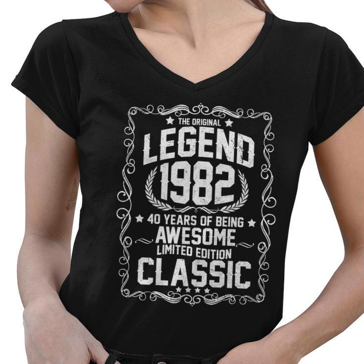 The Original Legend 1982 40Th Birthday Women V-Neck T-Shirt