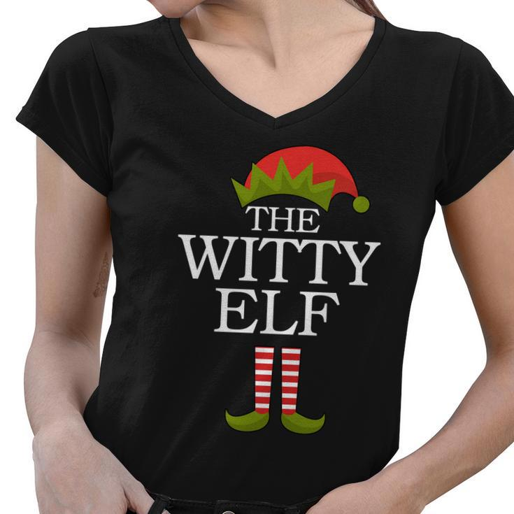 The Witty Elf Matching Christmas Tshirt Women V-Neck T-Shirt