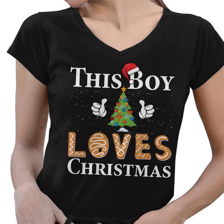 This Boy Loves Christmas Tshirt Women V-Neck T-Shirt