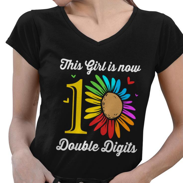 This Girl Is Now 10 Double Digits Funny Gift Women V-Neck T-Shirt