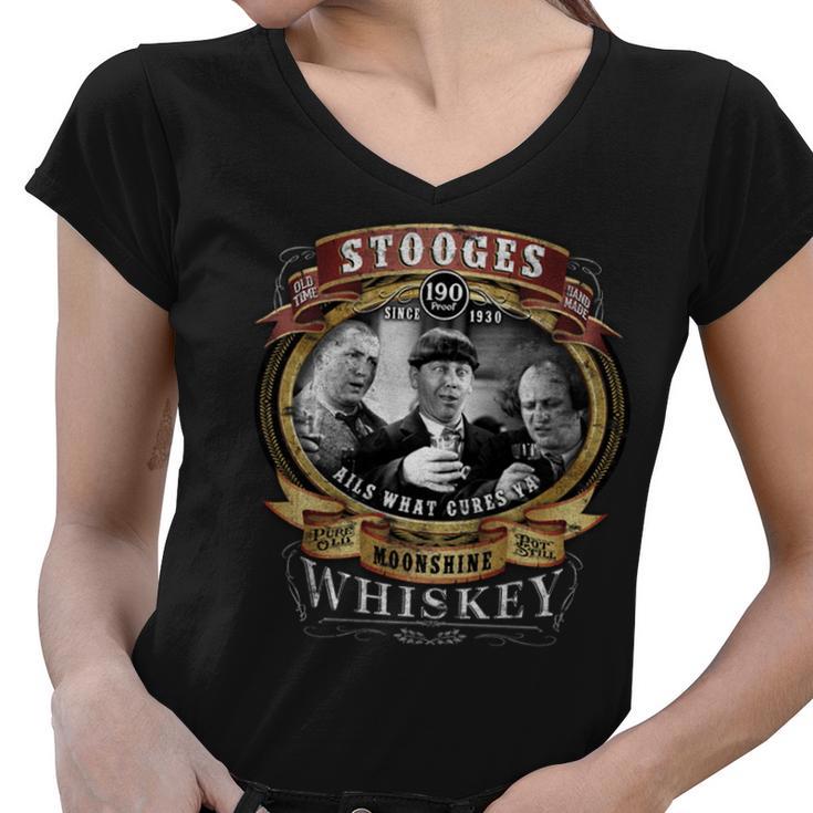 Three Stooges Moonshine Whiskey Tshirt Women V-Neck T-Shirt