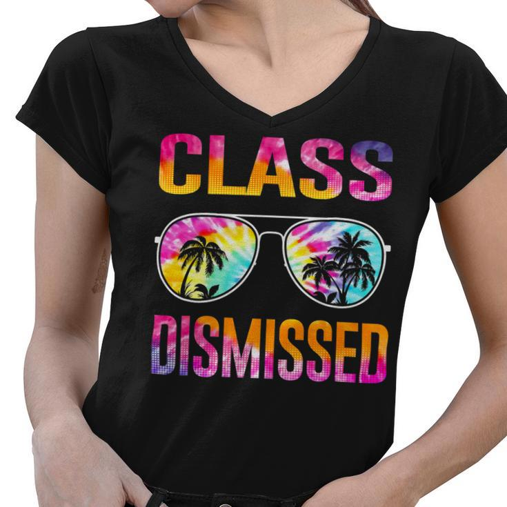 Tie Dye Class Dismissed Last Day Of School Teacher V2 Women V-Neck T-Shirt