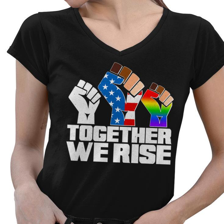 Together We Rise Unity T-Shirt Graphic Design Printed Casual Daily Basic Women V-Neck T-Shirt