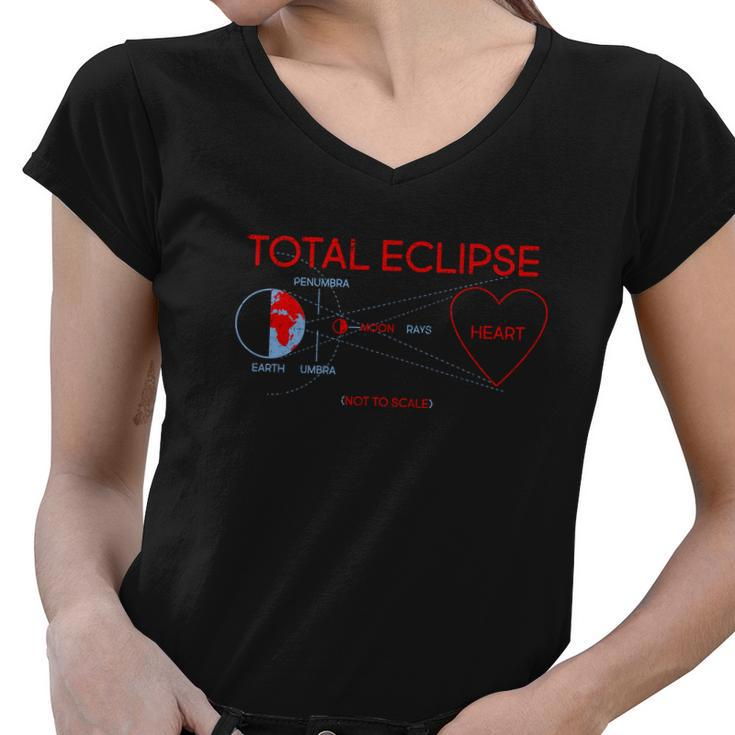 Total Eclipse Of The Heart Design Women V-Neck T-Shirt