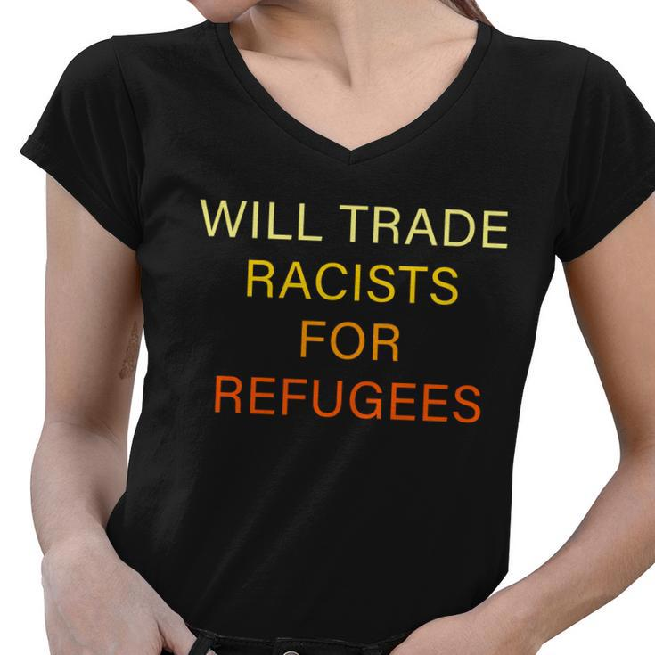 Trade Racists For Refugees Simple Logo Women V-Neck T-Shirt