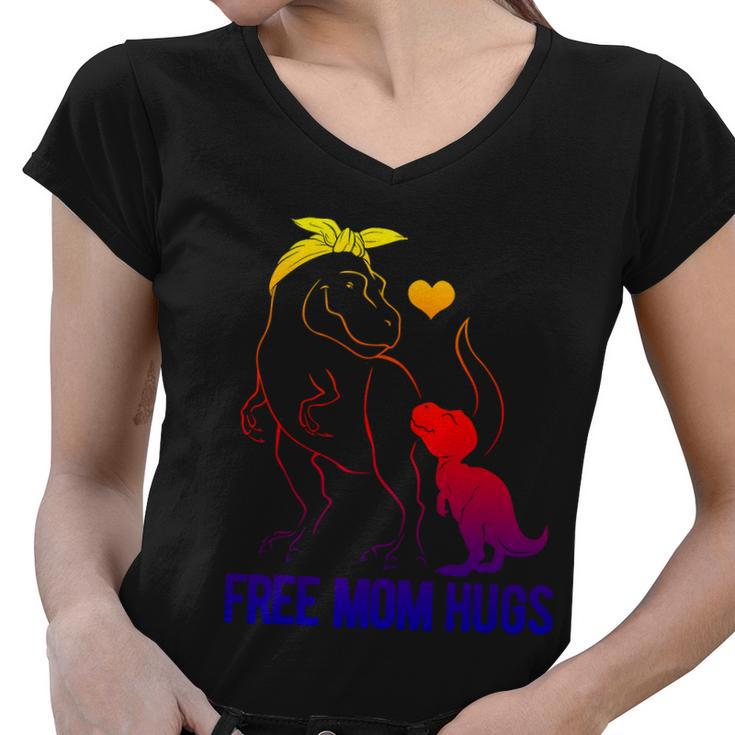 Trans Free Mom Hugs Dinosaur Rex Mama Transgender Pride Meaningful Gift Women V-Neck T-Shirt