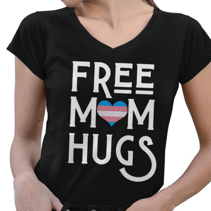 Transgender Heart Free Mom Hugs Cool Gift Women V-Neck T-Shirt