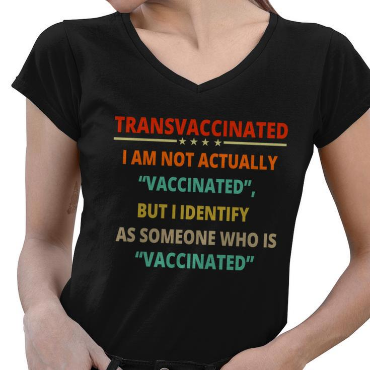 Transvaccinated Funny Trans Vaccinated Anti Vaccine Meme Women V-Neck T-Shirt