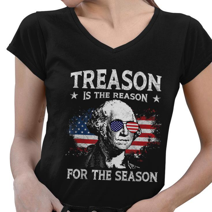 Treason Is The Reason For The Season 4Th Of July Usa Flag Women V-Neck T-Shirt