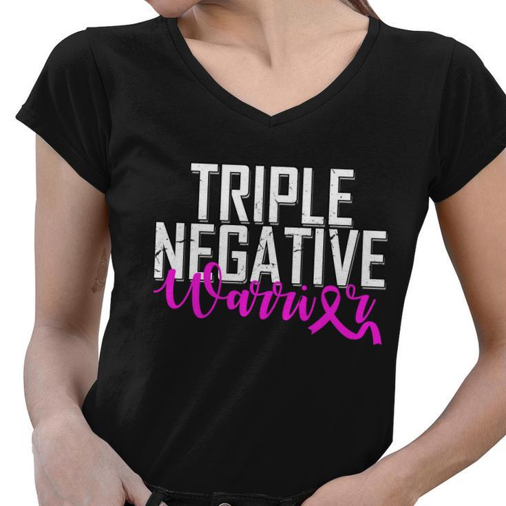 Triple Negative Breast Cancer Warrior Women V-Neck T-Shirt