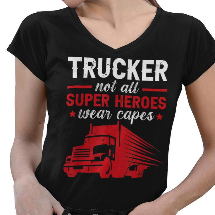 Trucker Trucker Accessories For Truck Driver Motor Lover Trucker_ V16 Women V-Neck T-Shirt