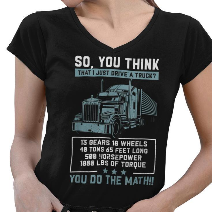 Trucker Trucker Accessories For Truck Driver Motor Lover Trucker_ V28 Women V-Neck T-Shirt