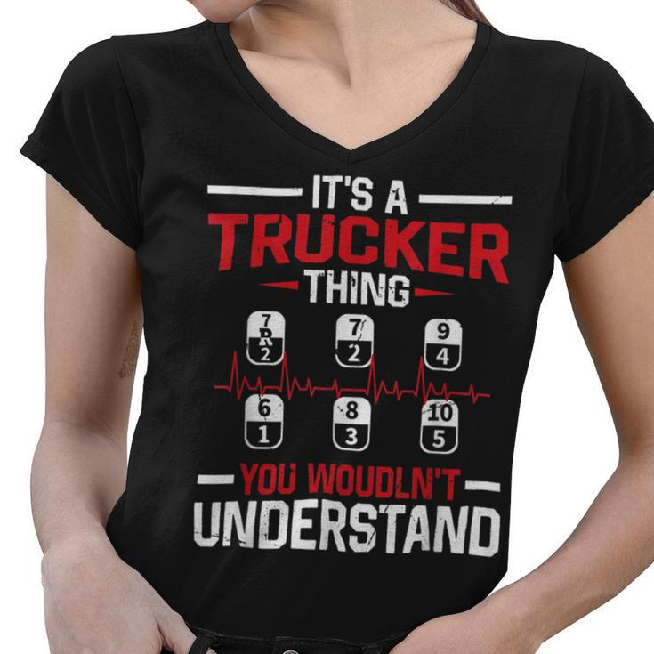 Trucker Trucker Accessories For Truck Driver Motor Lover Trucker_ V6 Women V-Neck T-Shirt