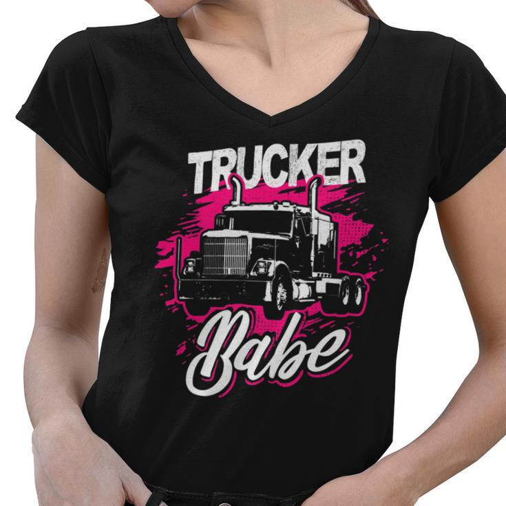 Trucker Trucker Babe Female Truck Driver Woman Trucker Women V-Neck T-Shirt