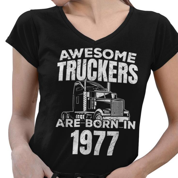 Trucker Trucker Birthday Party Trucking Truck Driver  Women V-Neck T-Shirt