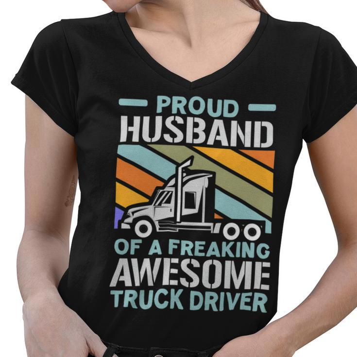 Trucker Trucker Husband Truck Driver Trucker Vehicle Transport Women V-Neck T-Shirt