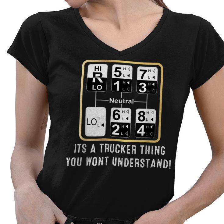 Trucker Trucker Truck Driver Gear Shift Pattern Tshirt Women V-Neck T-Shirt