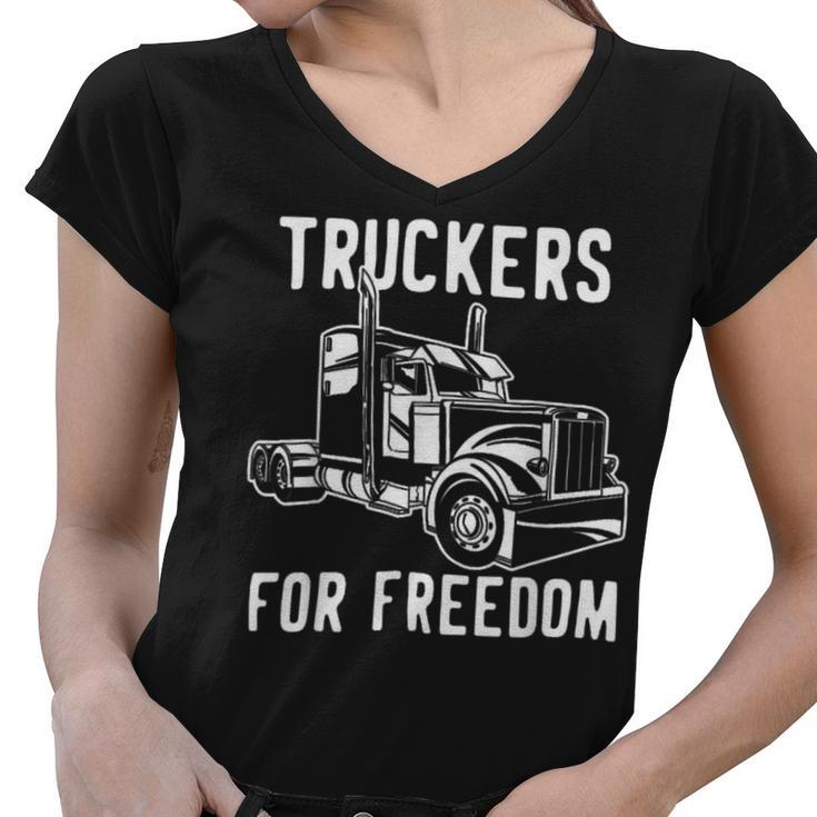 Trucker Truckers For Freedom Convoy 2022 Canada Usa Thank You Women V-Neck T-Shirt